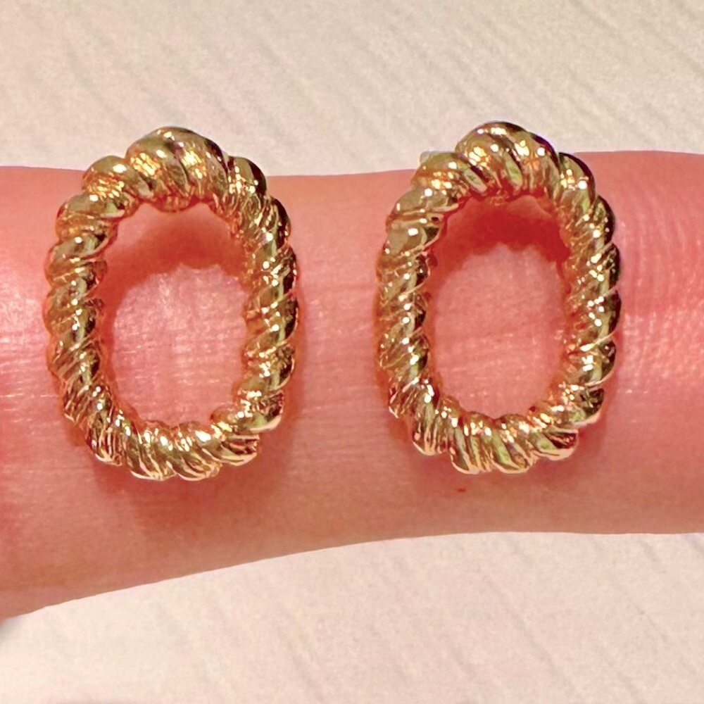 Karen Millen Gold Twisted Stud Earrings-Like New Condition!